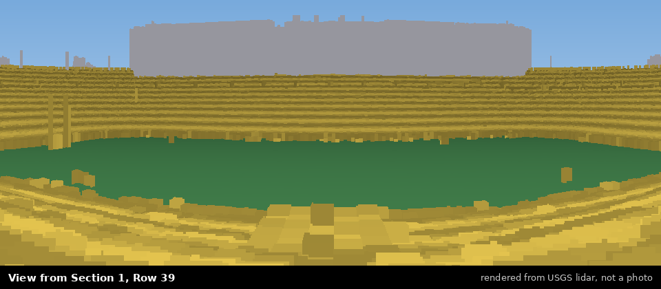 View from Michigan Stadium Section 1, middle row, rendered from USGS lidar