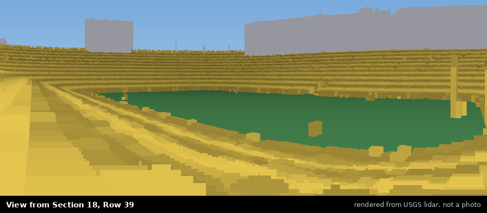 View from Michigan Stadium Section 18, middle row, rendered from USGS lidar