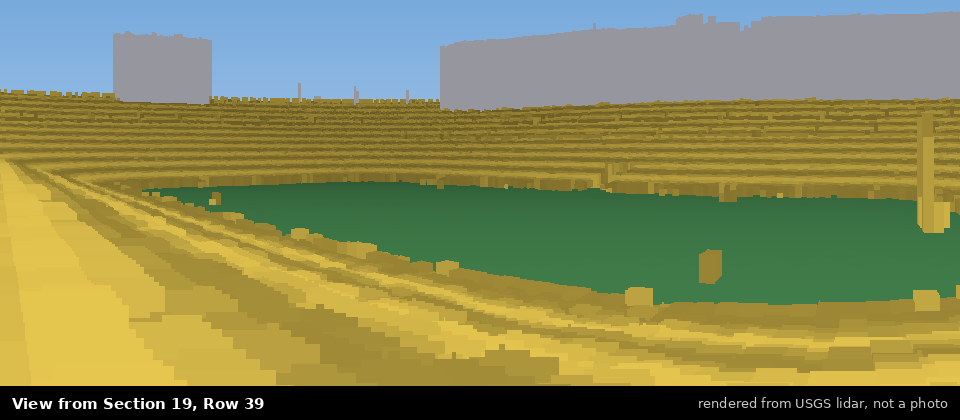 View from Michigan Stadium Section 19, middle row, rendered from USGS lidar