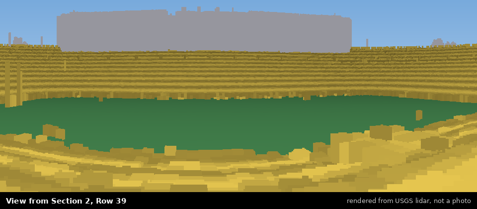 View from Michigan Stadium Section 2, middle row, rendered from USGS lidar