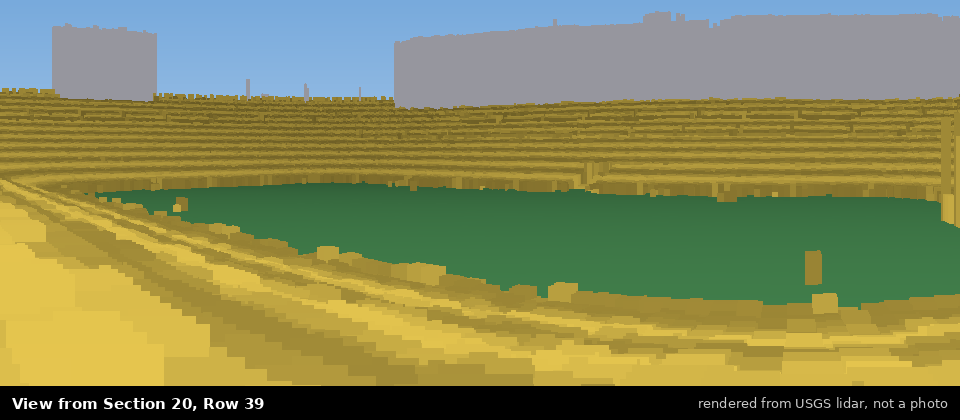 View from Michigan Stadium Section 20, middle row, rendered from USGS lidar