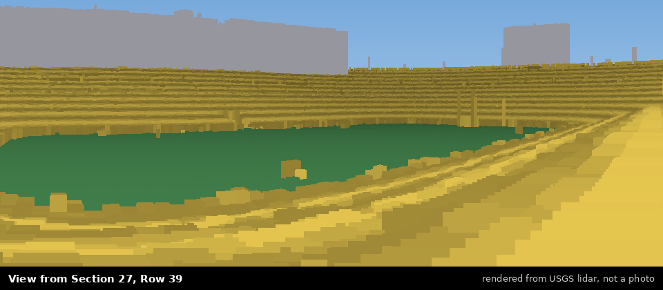 View from Michigan Stadium Section 27, middle row, rendered from USGS lidar