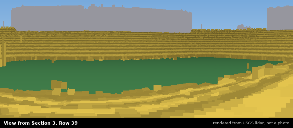 View from Michigan Stadium Section 3, middle row, rendered from USGS lidar