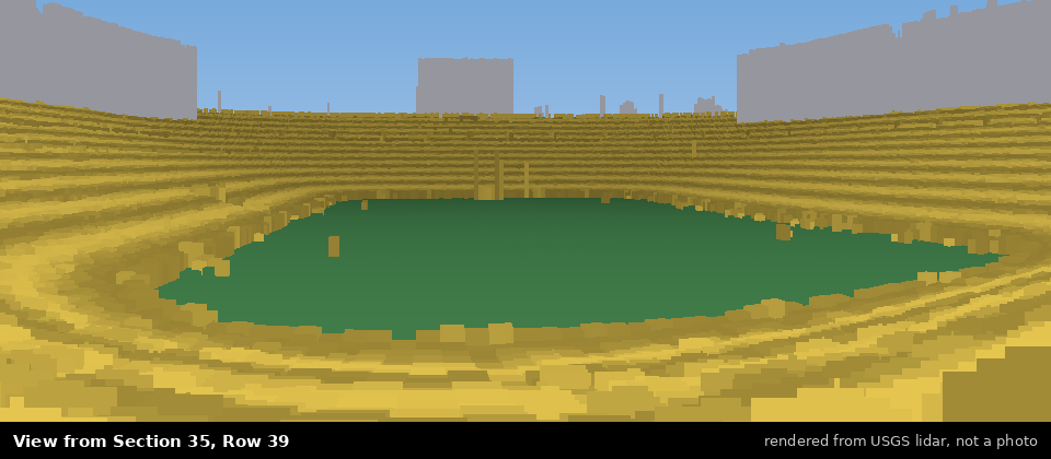 View from Michigan Stadium Section 35, middle row, rendered from USGS lidar