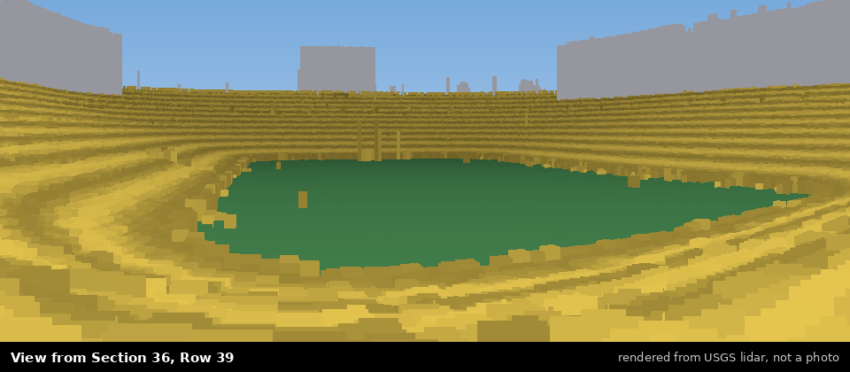 View from Michigan Stadium Section 36, middle row, rendered from USGS lidar