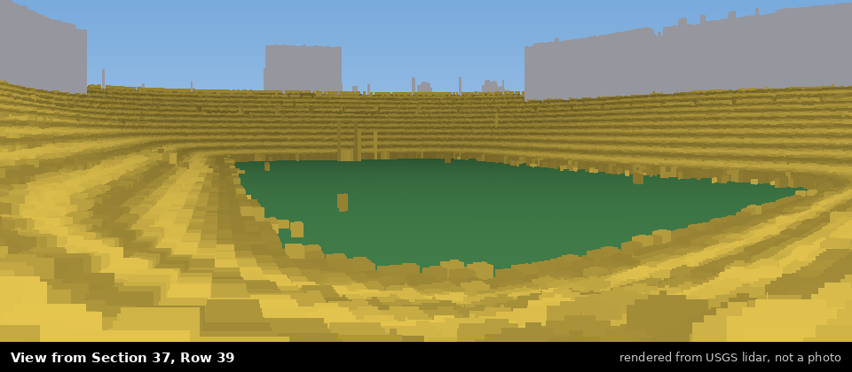 View from Michigan Stadium Section 37, middle row, rendered from USGS lidar