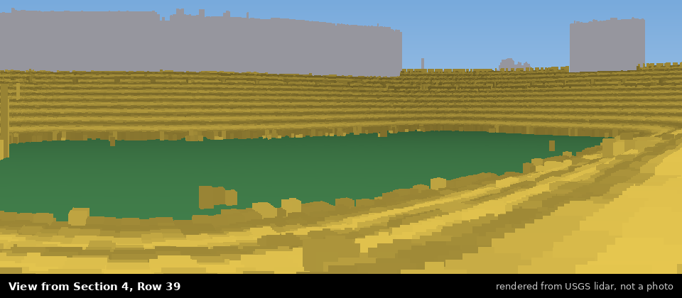 View from Michigan Stadium Section 4, middle row, rendered from USGS lidar