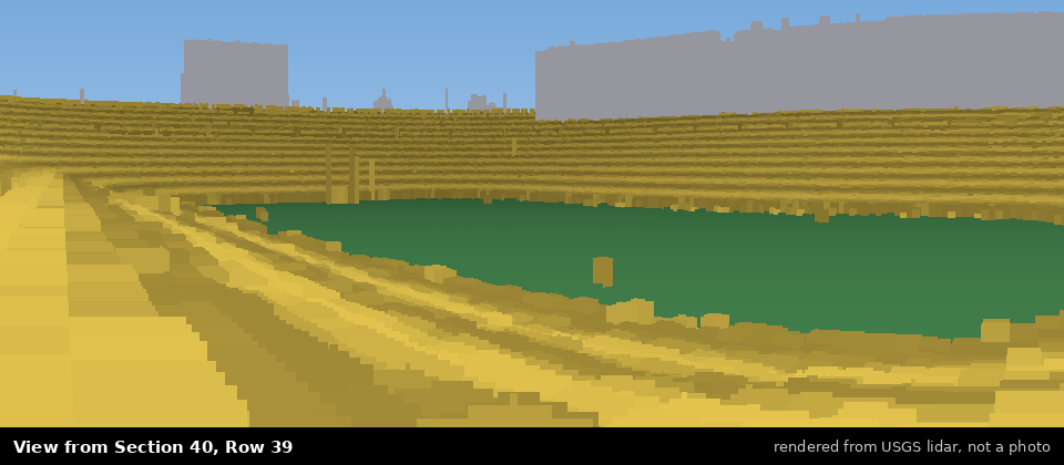 View from Michigan Stadium Section 40, middle row, rendered from USGS lidar