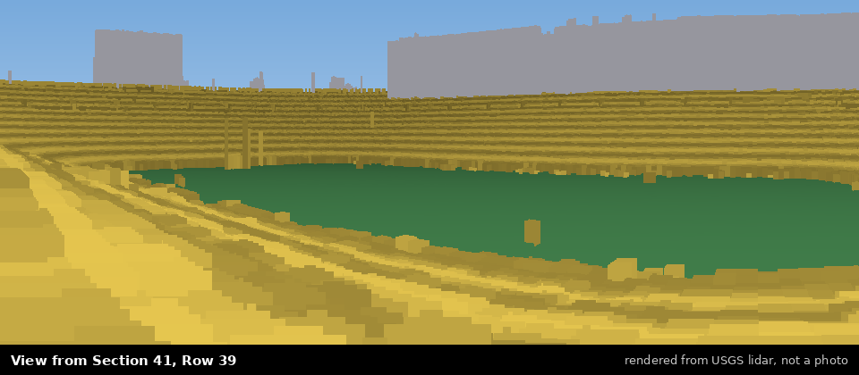 View from Michigan Stadium Section 41, middle row, rendered from USGS lidar