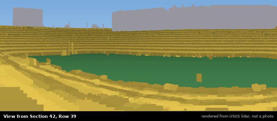 View from Michigan Stadium Section 42, middle row, rendered from USGS lidar