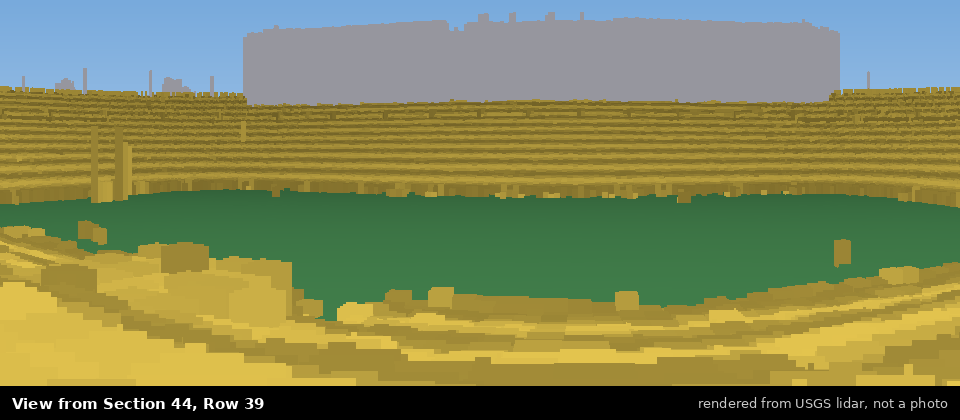 View from Michigan Stadium Section 44, middle row, rendered from USGS lidar