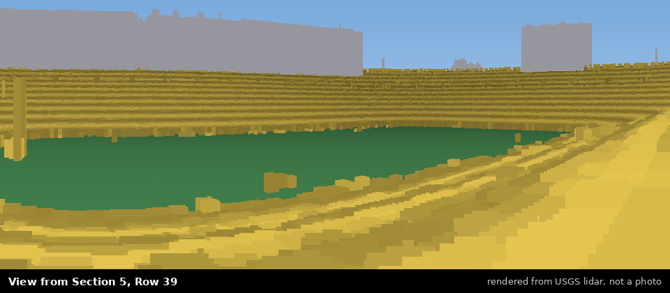 View from Michigan Stadium Section 5, middle row, rendered from USGS lidar