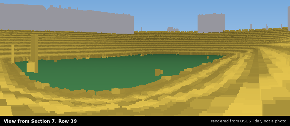 View from Michigan Stadium Section 7, middle row, rendered from USGS lidar