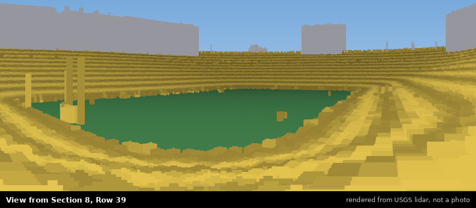 View from Michigan Stadium Section 8, middle row, rendered from USGS lidar